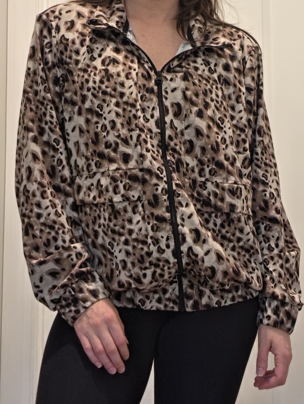 Member’s Mark Zen Active Leopard Print Athletic Jacket Women’s Full Zip Workout